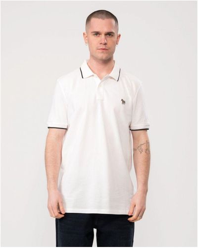 Paul Smith Regular Fit Short Sleeve Zebra Polo Shirt With Contrast Tipping - White