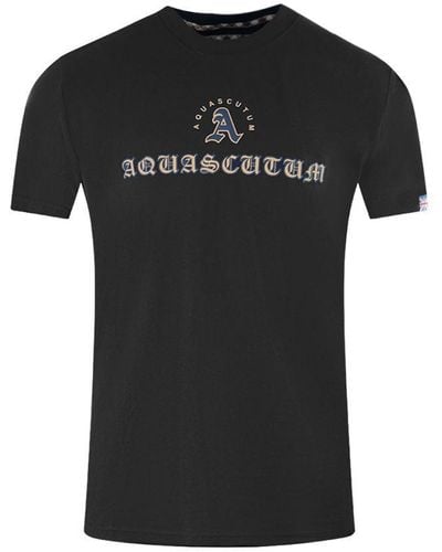 Aquascutum Script Logo T-Shirt - Black