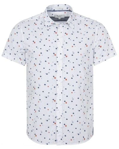 Pepe Jeans Slim Fit Printed Short Sleeve Multicoloured Shirt Pm305800 800 Cotton - White