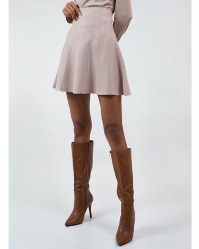 Pink Vanilla Vanilla Straight Hem Knitted Mini Skirt - White