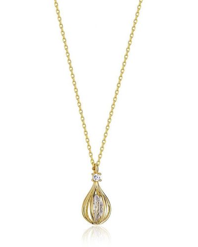 Azro Silver Oval Cut Crystal Ladies Necklace - Metallic
