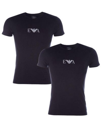 Armani 2-pack T-shirts Voor In Het Zwart - Blauw