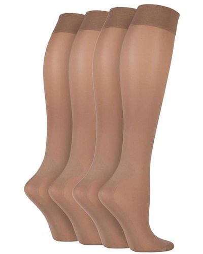 IOMI 2 Pairs Ladies 40 Denier Compression Knee High Energising Socks - Brown