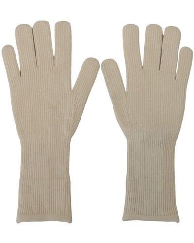 Dolce & Gabbana Luxurious Cashmere Knitted Hands Mitten Gloves - White