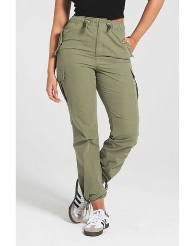 Bench 'Kanako' Cotton Blend Parachute Cargo Trousers - Green