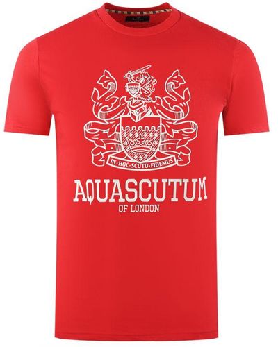 Aquascutum Large Bold London Aldis Brand Logo T-Shirt - Red