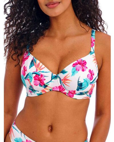Freya Palm Paradise Plunge Bikini Top - Blue