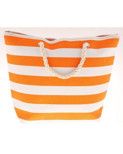 Wynsors Large Beach Bag Lolly Zip Fastening Rope Handles - Orange