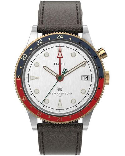 Timex The Waterbury Black Watch Tw2u99100 Leather - Grey