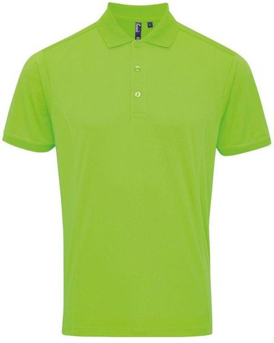 PREMIER Coolchecker Pique Short Sleeve Polo T-Shirt (Neon) - Green