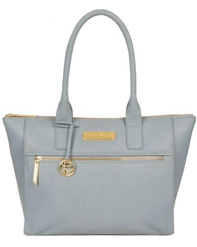 Pure Luxuries 'Faye' Cashmere Leather Tote Bag - Blue
