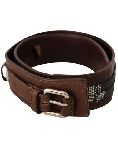 CoSTUME NATIONAL Brown Leather Silver Buckle Belt