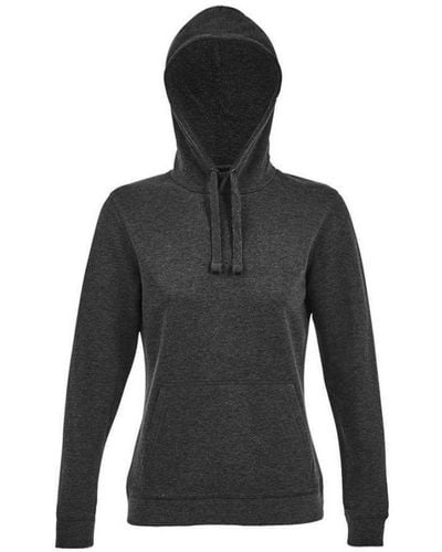 Sol's Ladies Spencer Hooded Sweatshirt ( Marl) - Black