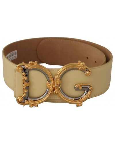 Dolce & Gabbana Wide Waist Leather Dg Logo Baroque Buckle Belt - Brown