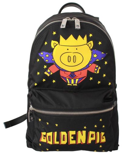 Dolce & Gabbana Black Golden Pig Of The Year School Backpack - Grey