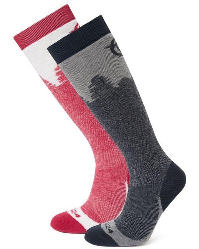 TOG24 Aprica 2 Pack Ski Sock Dark Indigo/dark Pink Wool - Multicolour
