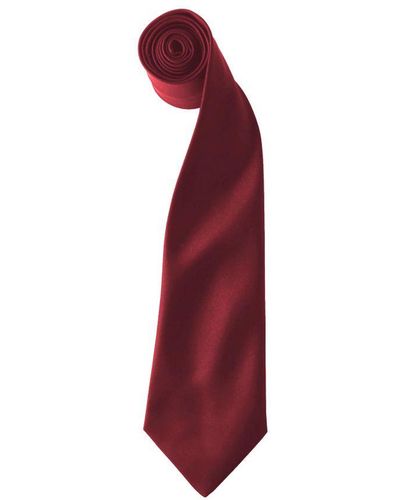 PREMIER Kleuren Satin Clip Tie (pakket Van 2) (bourgondië) - Rood