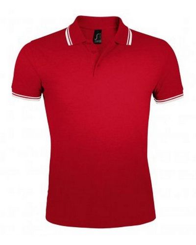 Sol's Pasadena Getipt Korte Mouw Pique Polo Shirt (rood/wit)