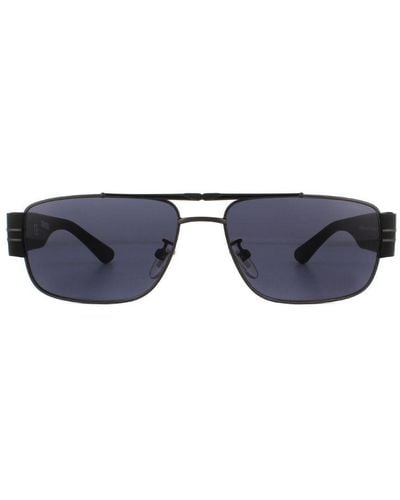 Police Rectangle Matte Gunmetal Gradient Sunglasses - Black