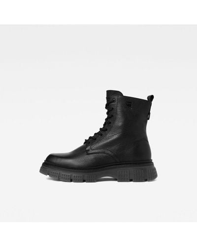 G-Star RAW G-Star Raw Radar High Tumbled Leather Boots - Black