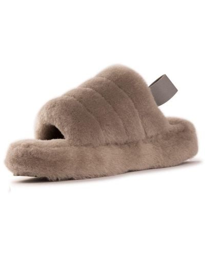 Aus Wooli Australia Sheepskin Wool Sorrento Sandals - Brown