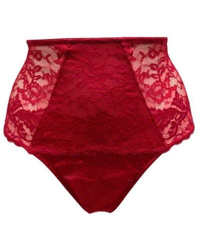 Pour Moi 22805 For Your Eyes Only High Waisted Crotchless Thong - Red