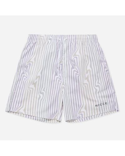 Nicce London Strata /Lilac Swim Shorts - White