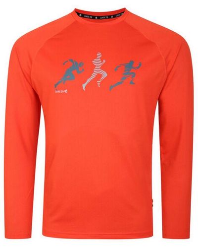 Dare 2b Righteous Iii Running T-shirt Met Lange Mouwen (trail Blaze Red) - Rood