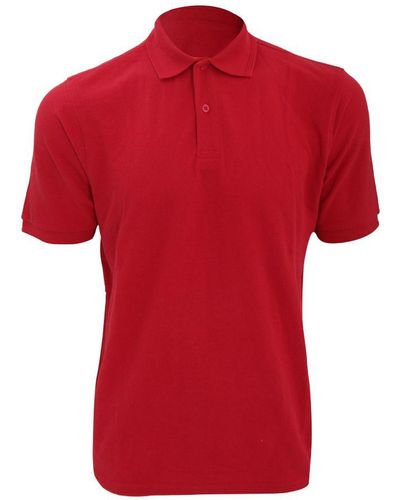 Russell Ripple Collar & Cuff Short Sleeve Polo Shirt (Bright) - Red