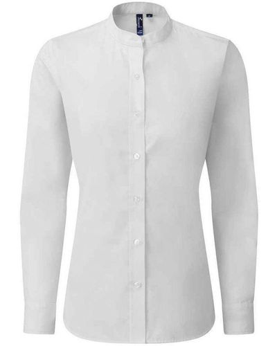 PREMIER Banded Grandad Collar Formal Shirt - White
