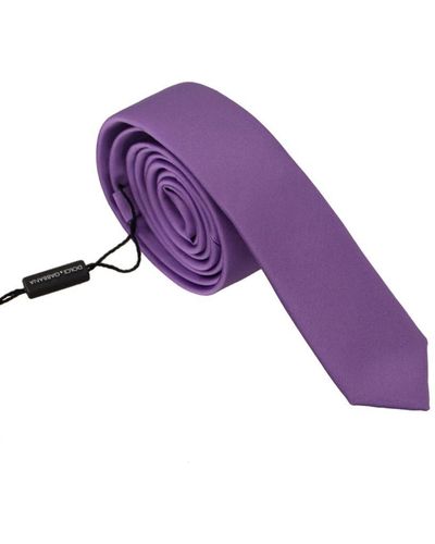Dolce & Gabbana Solid Silk Adjustable Necktie Accessory - Purple
