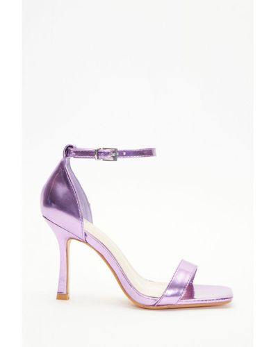 Quiz Foil Heeled Sandals - Pink