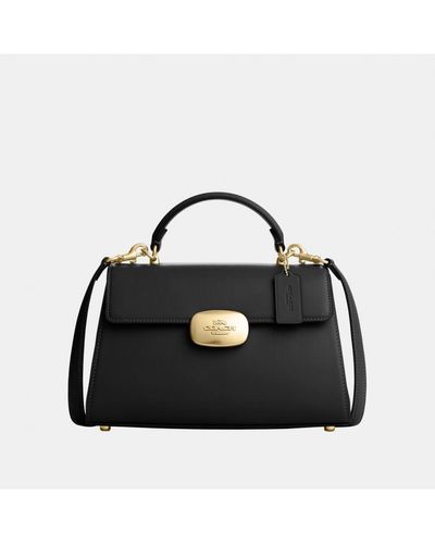 COACH Smooth Leather Eliza Top Handle Bag - Black