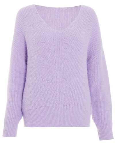 Quiz Lilac Knit Fluffy Jumper - Purple