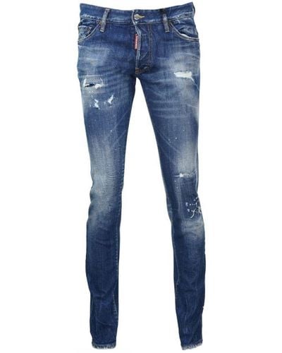 DSquared² Slanke Jeans Met Verontruste Bleekspatteneffect-jeans - Blauw