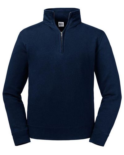 Russell Russell Authentieke Zip Neck Sweatshirt (franse Marine) - Blauw