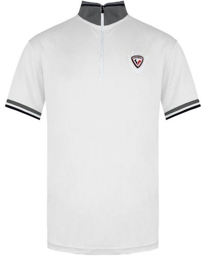 Rossignol Short Sleeve 3/4 Zip Up Virage Polo Shirt Rlemy04 130 Cotton - White