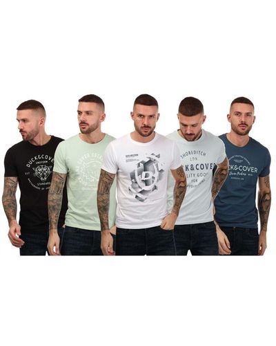 Duck and Cover Ventwell 5 Pack T-shirts - Blue