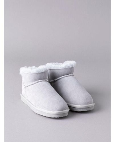 Lakeland Leather Ladies' Sheepskin Mini Boot Slippers - Grey