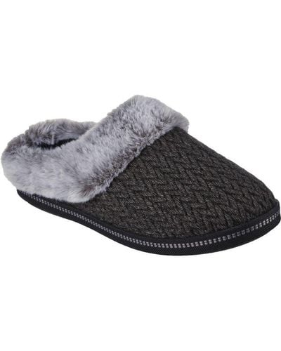 Skechers Cosy Faux Fur Memory Foam Slippers - Grey