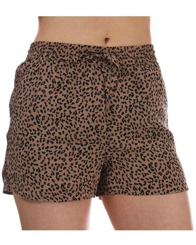 Vero Moda S Easy Leopard Print Shorts - Brown