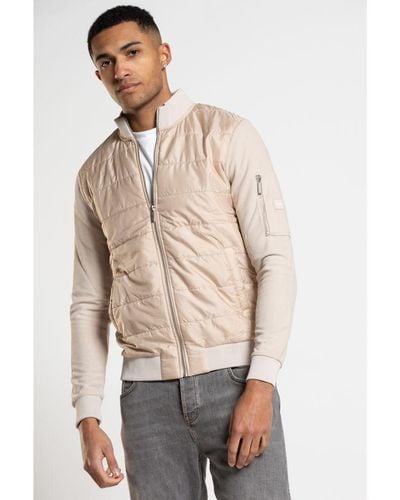 Jameson Carter 'Berkley' Padded Funnel Neck Jacket With Jersey Sleeves - White