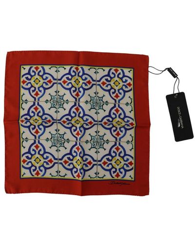 Dolce & Gabbana Majolica Pattern Square Handkerchief - Red