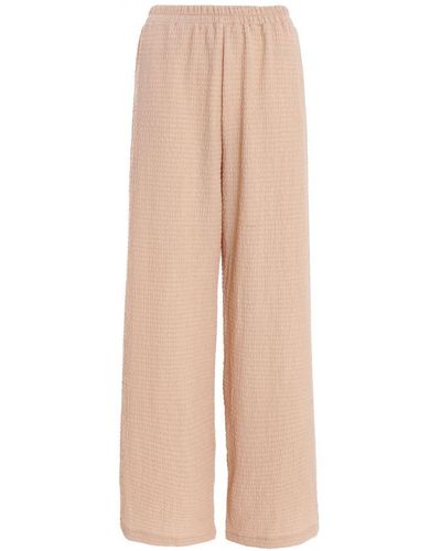 Quiz High Waist Textured Palazzo Trousers - Natural