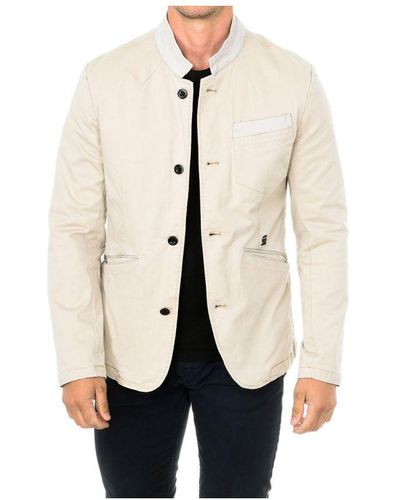 G-Star RAW Long Sleeve Mandarin Collar Blazer Jacket 82954e Cotton - Natural