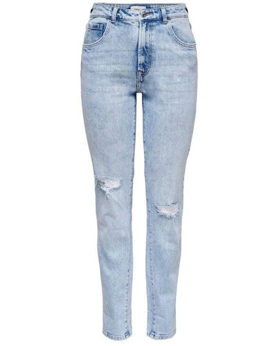 ONLY High Waist Slim Fit Jeans Onlscarlett Light Blue Denim - Blauw