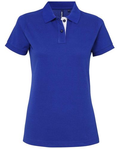 Asquith & Fox Ladies Short Sleeve Contrast Polo Shirt (Royal/ ) - Blue