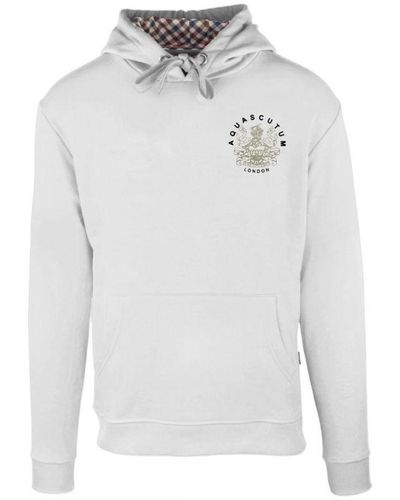 Aquascutum Aldis Emblem Logo Hoodie - White