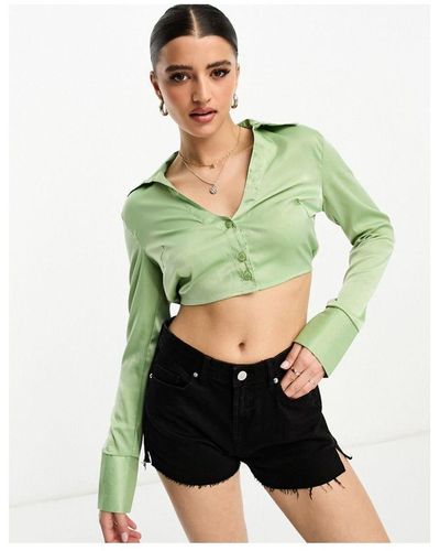 Lola May Open Back Crop Top - Green