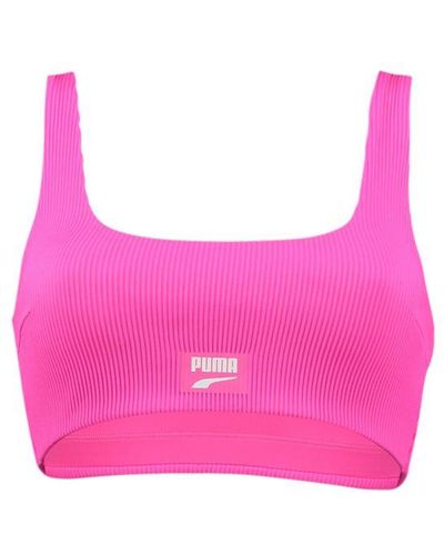 Puma Dry Cell Medium Impact Pearl Bra Womens Training Peach Crop Top 519563  04